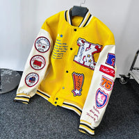 Hello Kitty Baseball Jacket Coat Hoodie Men Women Print Sport Baseball Uniforms Motorcycles Warm Coats Cardigan Tops Clothes Top Yellow