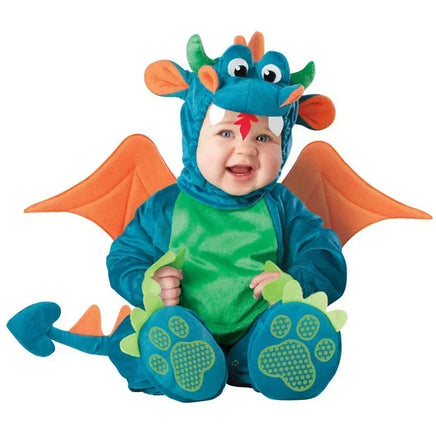 2024 New Arrival High Quality Baby Boys Girls Halloween Dinosaur Costume Romper Kids Clothing Set Toddler Co-splay Triceratops SKY BLUE