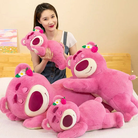 Lusy Store LLC Strawberry Bear Cute Plush Toys Pillow Cartoon Kawaii Anime Bear Stuffed Gifts Plush