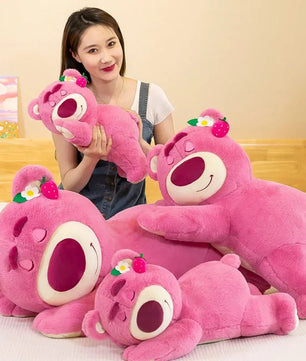 Lusy Store LLC Strawberry Bear Cute Plush Toys Pillow Cartoon Kawaii Anime Bear Stuffed Gifts Plush