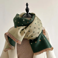 Lusy Store Women Cashmere Scarf Fashion Stars Print Scarves Lady Shawls Wraps Female Pashmina Warm Thick Blanket Stoles Bufanda 