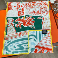 POBING 30% Silk 70%Cashmere Scarf Women Hand Rolled Luxury Printed Long Scarves Wraps Bandana Big Shawls Hijabs Female Foulards Lusy Store
