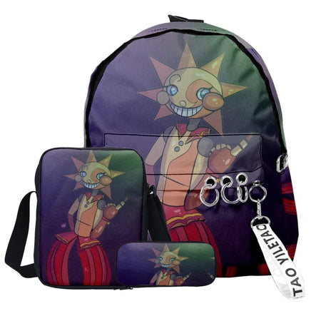 Trendy Popular Funny sundrop fnaf 3D Print 3pcs/Set pupil School Bags Laptop Daypack Backpack Inclined shoulder bag Pencil Case Lusy Store