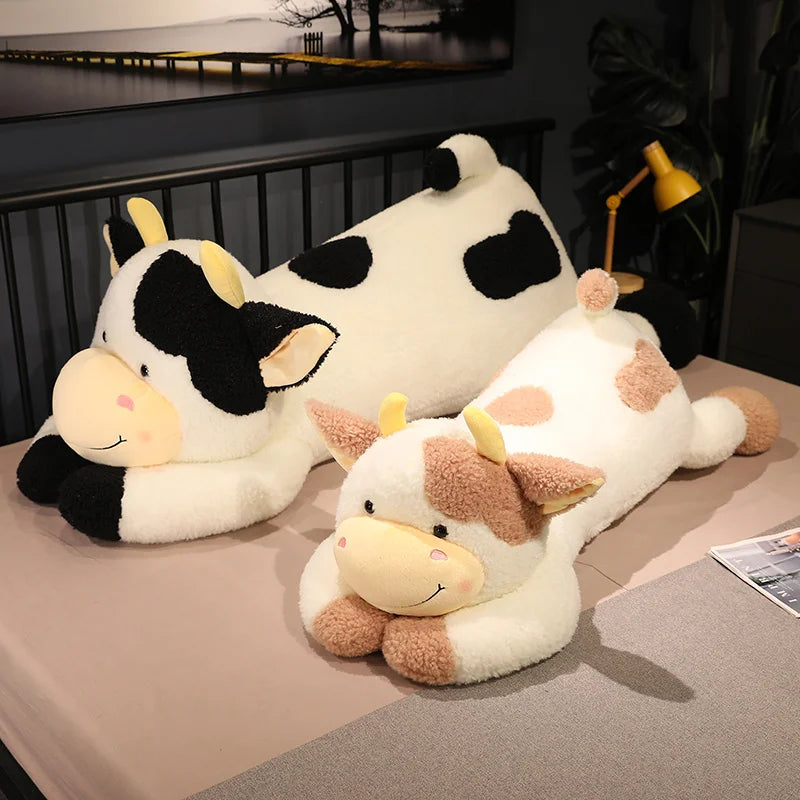 Lusy Store LLC Lovely Milk Cow Plush Toys Cartoon Stuffed Animal Cattle Dolls Sleeping Pillow Gifts Plush