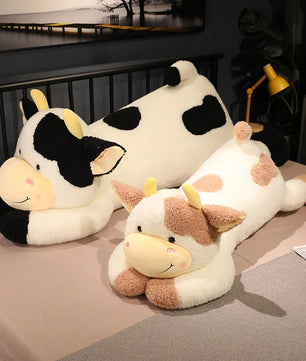 Lusy Store LLC Lovely Milk Cow Plush Toys Cartoon Stuffed Animal Cattle Dolls Sleeping Pillow Gifts Plush