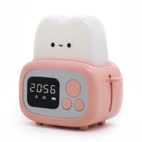LED toaster alarm clock, creative cartoon nightlight with timing function, ins wind bedside decoration Pink