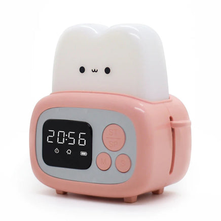 LED toaster alarm clock, creative cartoon nightlight with timing function, ins wind bedside decoration Pink