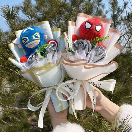 Lusy Store LLC Spider-Man Hulk Superman Captain America Plush Dolls Handmade Bouquets Gifts Bouquet
