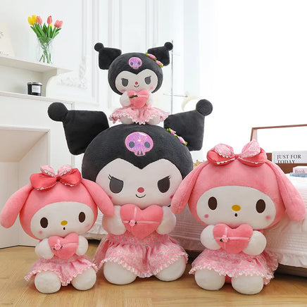 Sanrio Romantic Flowers Kuromi Melody Doll Cartoon Anime Hello Kitty Cat Plush Toys Kids Party Gift Girls Lovely Plush Toy