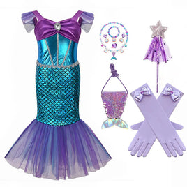 Halloween Costumes for Kids Sleeveless Mermaid Dress Fairy Tale Princess Girls Playing Vestidos Funny Disfraces Carnival