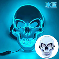 Halloween LED Horror Skull Mask Cold Light Mask LED Halloween Mask Cosplay Mask Halloween Party Decoration Luminous Skull Masks light blue