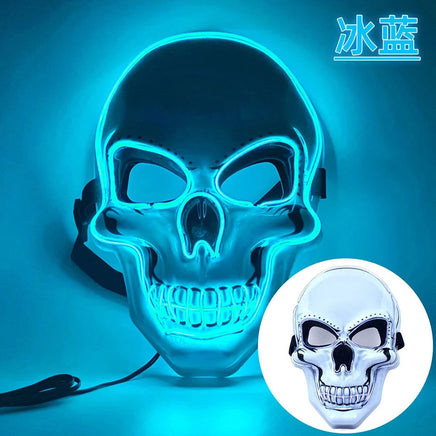 Halloween LED Horror Skull Mask Cold Light Mask LED Halloween Mask Cosplay Mask Halloween Party Decoration Luminous Skull Masks light blue
