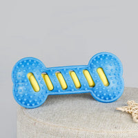 Dog Chew Toy Squeaky Bones Bite-resistant Training Puppy Toy Teeth Cleaning Interactive Massage Toothbrush Dog Toy blue CHINA