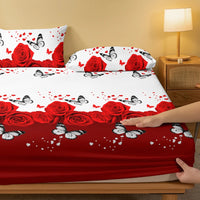 Lusy Store 1 Piece of Floral and Butterfly Sing Pattern Frosted Bedsheet, Bedroom Printed Bedspread, Bedding (Excluding Pillowcases) 
