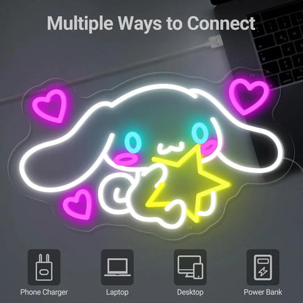 Lusy Store LLC Cinnamoroll Neon Sign Cute LED Neon for Bedroom Room Decor Gift Neon Sign