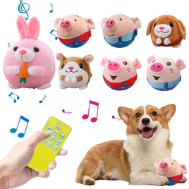 Interactive Moving Dog Ball, Cartoon Pig Plush USB Rechargeable Toy, Washable & Talking Pet Toy for Dogs & Cats