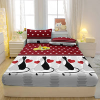 Lusy Store 1 Cartoon Fun Animal Printed Matte Fitted Sheet, Bedroom Printed Bed Cover, Bedding (Excluding Pillowcases) 