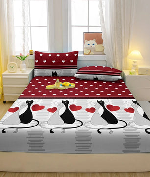 Lusy Store 1 Cartoon Fun Animal Printed Matte Fitted Sheet, Bedroom Printed Bed Cover, Bedding (Excluding Pillowcases) 