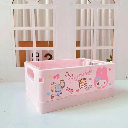 Sanrio Kawaii Hello Kitty My Melody Kuromi Cinnamoroll Desktop Storage Box Foldable Stackable Cosmetic Organizer Desktop Storage 12