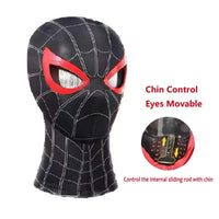 Spiderman Mask Eyes Movable Remote Control Peter Parker Halloween Cosplay Costume Mask Miles Chin Control