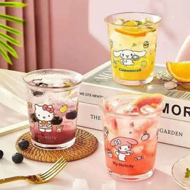 Sanrio water cup cartoon Hello kitty Cinnamoroll My melody cute anime glass cup high temperature resistant coffee cup home gift