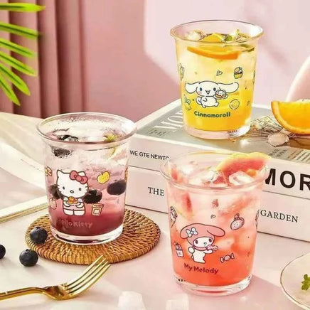 Sanrio water cup cartoon Hello kitty Cinnamoroll My melody cute anime glass cup high temperature resistant coffee cup home gift