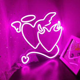 Lusy Store LLC Angel Demon Neon Signs LED Neon Light Sign Light Up for Wall Decor Bar Living Room Valentine's Day Girl Gift Neon Sign