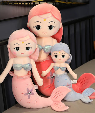 Lusy Store LLC Mermaid Plush Toys Soft Animal Pillow Stuffed Toy Princess Dolls Children Boys and Girls Birthday Gifts Decor Plush
