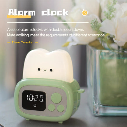LED toaster alarm clock, creative cartoon nightlight with timing function, ins wind bedside decoration