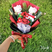 Hello Kitty Cartoon Plush Bouquet Artificial Rose Flowers Home Wedding Decoration Valentine Day Gift 3