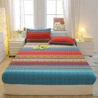 Lusy Store 1 Simple Modern Striped Printed Matte Fitted Sheet, Bedroom Printed Bed Cover, Bedding (Excluding Pillowcases) 