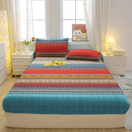 Lusy Store 1 Simple Modern Striped Printed Matte Fitted Sheet, Bedroom Printed Bed Cover, Bedding (Excluding Pillowcases) 