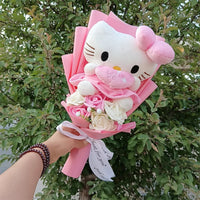 Animation Derivatives Hello Kitty Anime Bouquet With Rose Cartoon KT Cat Valentine Mother's Day Christmas Graduation Gift