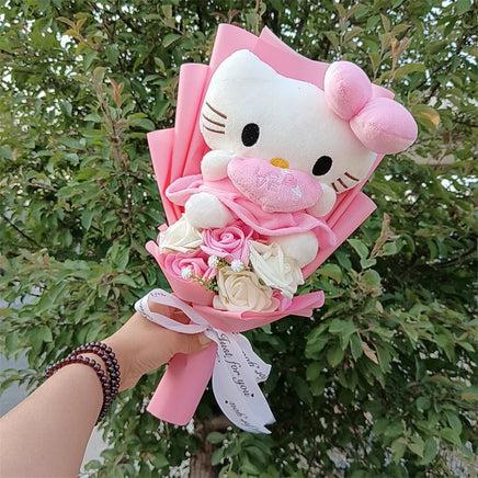 Animation Derivatives Hello Kitty Anime Bouquet With Rose Cartoon KT Cat Valentine Mother's Day Christmas Graduation Gift