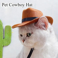 Pet Hat Cat Cowboy Hat Funny Retro Adjustable Cowboy Hat for Dogs Cats Pet Photo Prop Halloween Decor Cat Accessories
