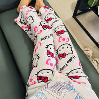 Hello Kitty Pajama Pants Fleece Double Elastic Fabric Soft Trousers Women Trousers Cartoon Birthday Gift 4