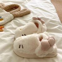 Hello Kitty Unique Design Soft Cute Home Slippers Women Winter Thick Bottom Anti Slip Plush Slippers Trend New Warm Cotton Shoes Lusy Store