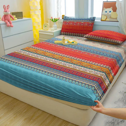 Lusy Store 1 Simple Modern Striped Printed Matte Fitted Sheet, Bedroom Printed Bed Cover, Bedding (Excluding Pillowcases) 