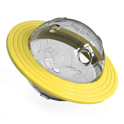 Interactive Flying Disk Dog & Cat Toy, Slow Feeder & Food Dispenser, IQ Training Chew Toy for Small to Large Dogs Yellow