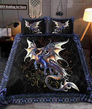 Dragon And Phoenix Duvet Cover Set Full Queen Size, Fantasy World Monster Gothic Bedding Sets Bohemian Mandala Comforter Cover Lusy Store