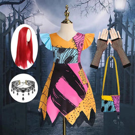Baby Girls Halloween Costumes Cosplay Dress Nightmare Before Children Christmas Carnival Princess Sally Party Clothes 2-10 Years Sally set D