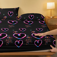 Lusy Store 1 Piece of Heart Flashing Emotion Pattern Frosted Bedsheet, Bedroom Printed Bedspread, Bedding (Excluding Pillowcases) 
