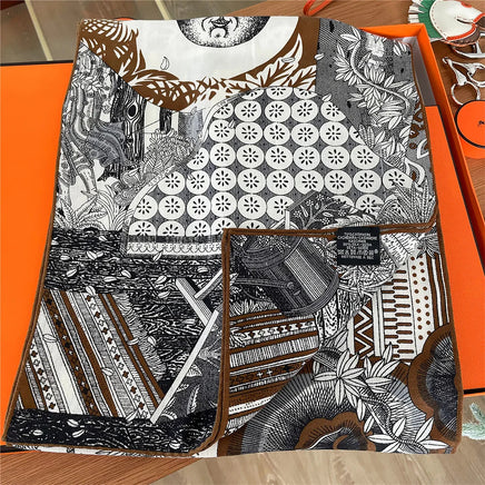 POBING 30% Silk 70%Cashmere Scarf Women Hand Rolled Luxury Printed Long Scarves Wraps Bandana Big Shawls Hijabs Female Foulards Lusy Store