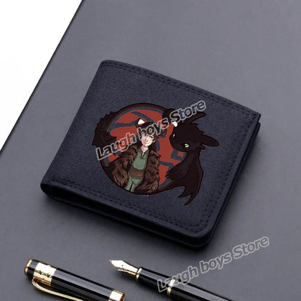 Toothless Canvas Wallet Men Short Folding Purse How To Train Your Dragons Cartoon Card Holder Coin Case Fashion Pocketbook Gift Lusy Store
