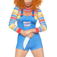 2024 Women Play Movie Character Bodysuit Chucky Doll Costume Set Halloween Costumes for Women Scary Nightmare Killer Doll D