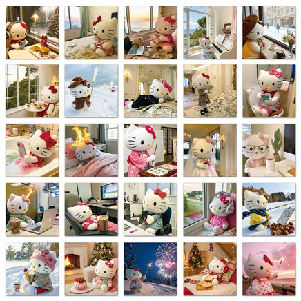 Lusy Store 10/54PCS Cute Hello Kitty Daily Graffiti Stickers Kawaii Sanrio Decal Decoration Guitar Skateboard Phone Cup Waterproof Sticker 