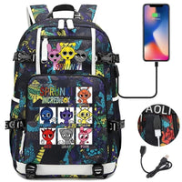 New Sprunki Print USB Boys Girls Kids Book Bags Large Capacity Teenagers Schoolbags Women Men Laptop Travel Backpack Picture Color 18 18 Inch