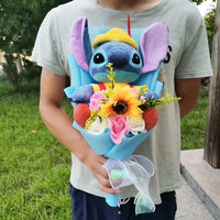 Lusy Store LLC Lilo &amp; Stitch Plush Bouquet &ndash; Soap Rose &amp; Sunflower Floral Gift &ndash; Valentine&rsquo;s, Birthday &amp; Christmas Bouquet