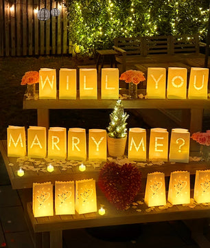 Lusy Store LLC Will You Marry Me Luminous Paper Bag Wedding Proposal Decoration with Illuminated Letter Logo and LED light For Proposal Party Event & Party
