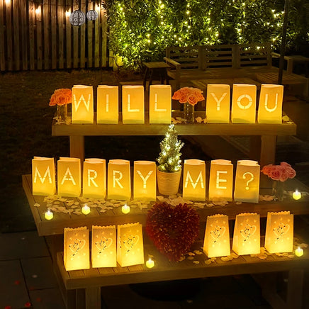 Lusy Store LLC Will You Marry Me Luminous Paper Bag Wedding Proposal Decoration with Illuminated Letter Logo and LED light For Proposal Party Event &amp; Party